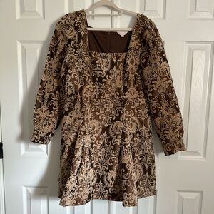 Flossy by Freddy Darcie Dress - Brown and Cream Jacquard Women's Dress